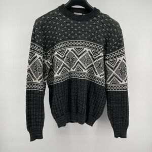Vintage Rob Winter Sweater Mens Large Gray Fair Isle Birds Eye‎ Acrylic